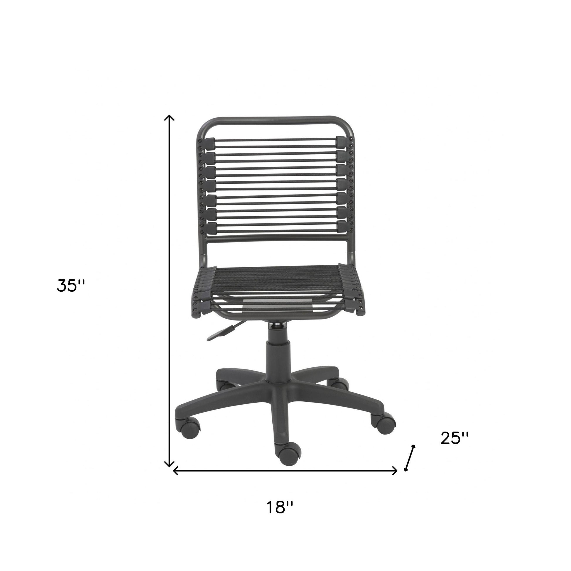 Black Adjustable Swivel Bungee Rolling Office Chair-Office Chairs-DECOROLALA