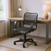 Black Adjustable Swivel Bungee Rolling Office Chair-Office Chairs-DECOROLALA