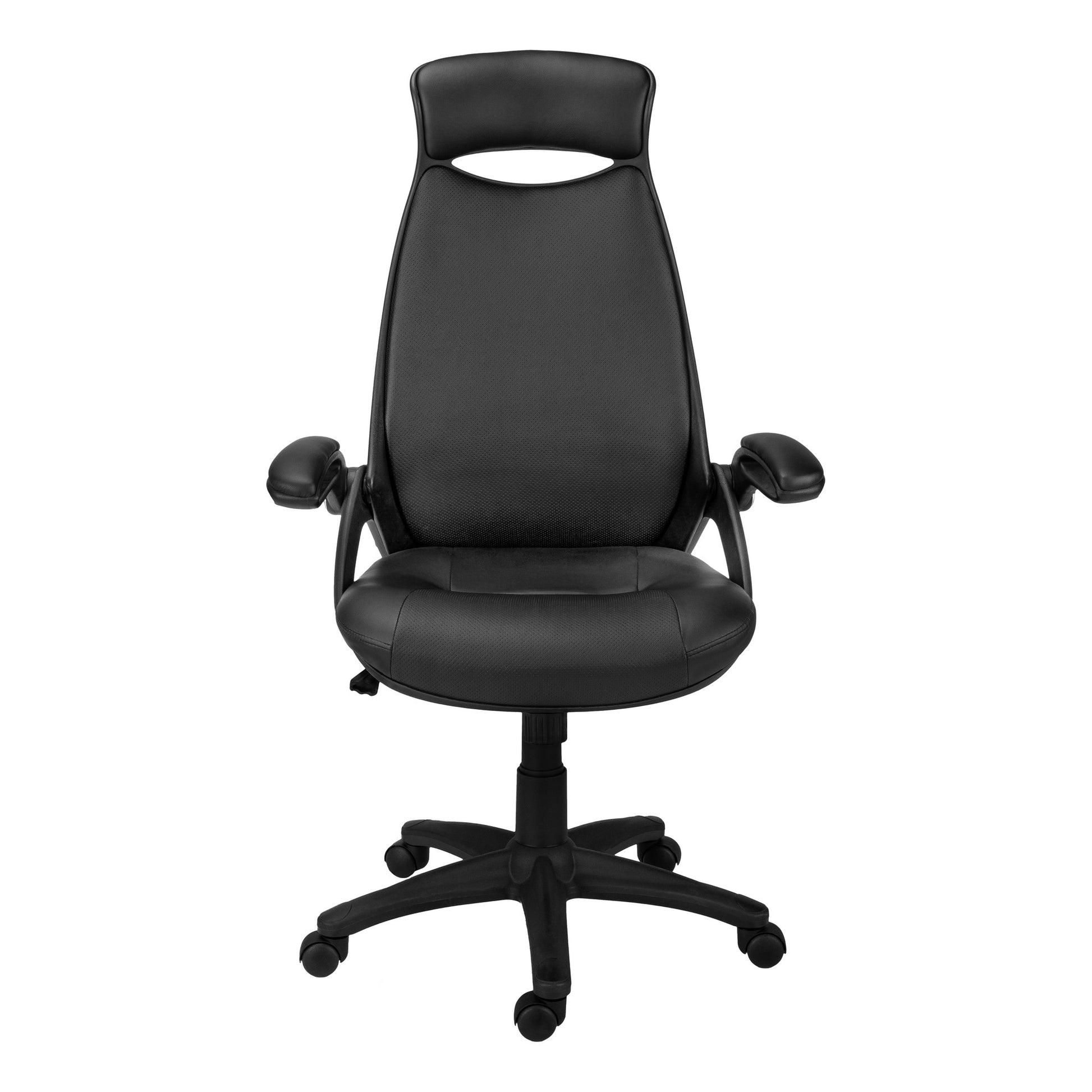 Black Adjustable Swivel Fabric Rolling Executive Office Chair-Office Chairs-DECOROLALA