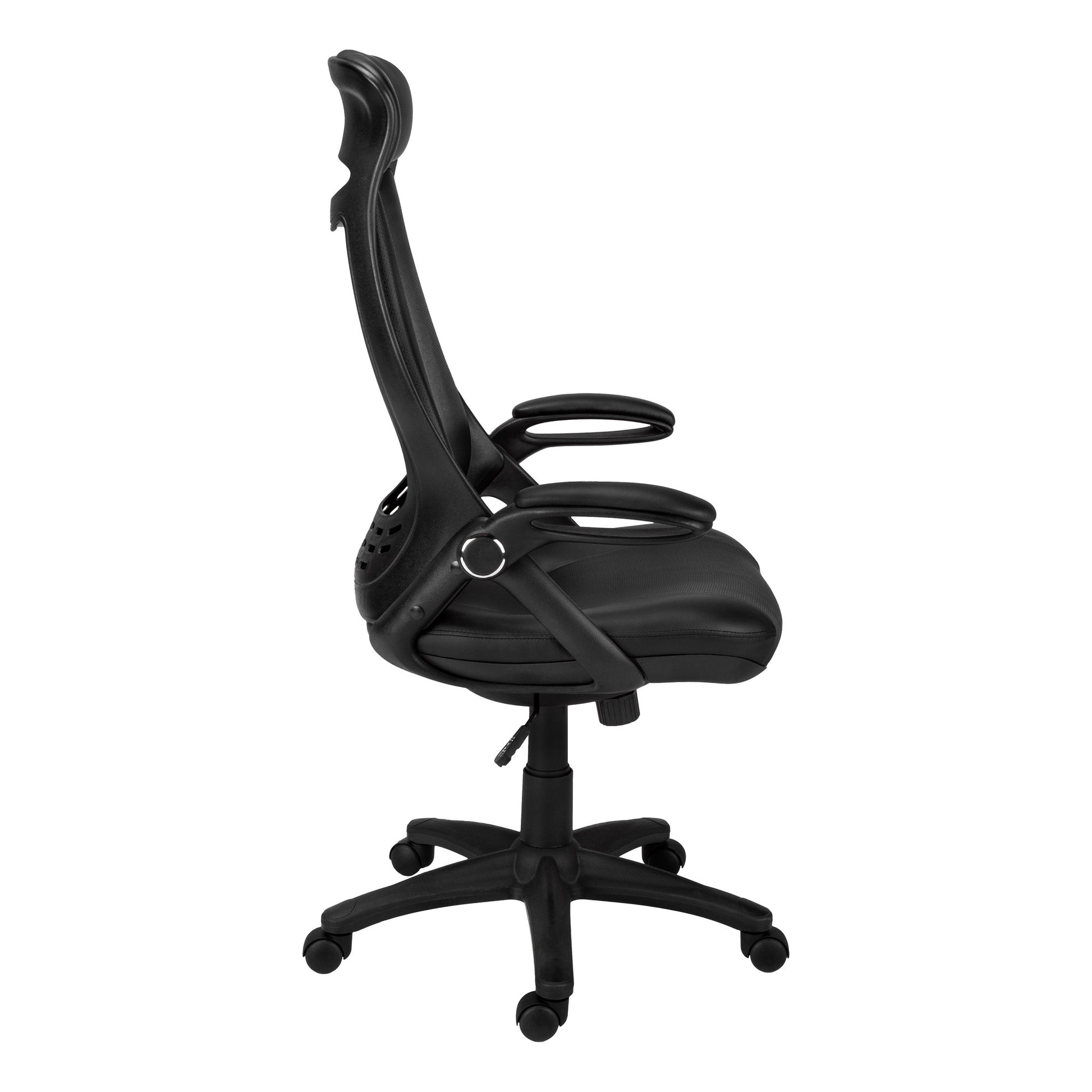 Black Adjustable Swivel Fabric Rolling Executive Office Chair-Office Chairs-DECOROLALA