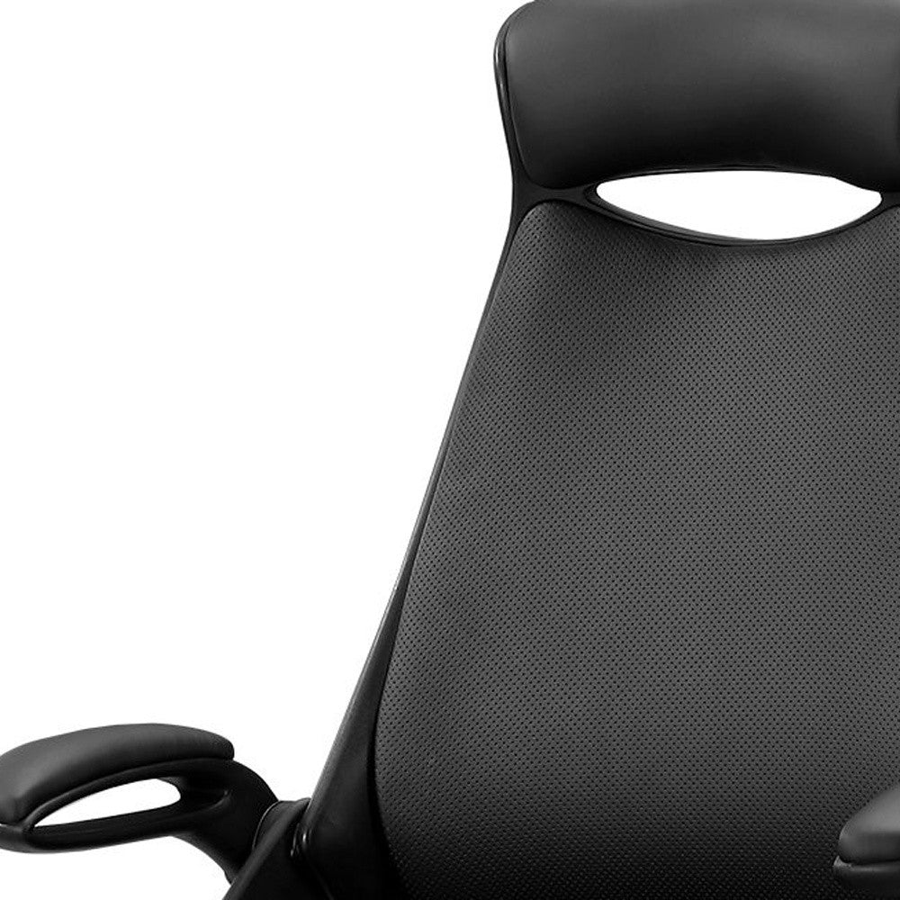 Black Adjustable Swivel Fabric Rolling Executive Office Chair-Office Chairs-DECOROLALA