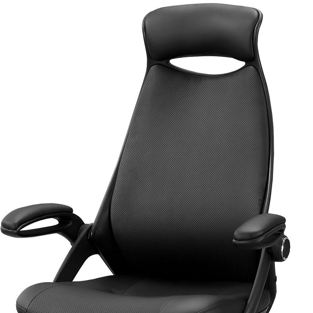 Black Adjustable Swivel Fabric Rolling Executive Office Chair-Office Chairs-DECOROLALA
