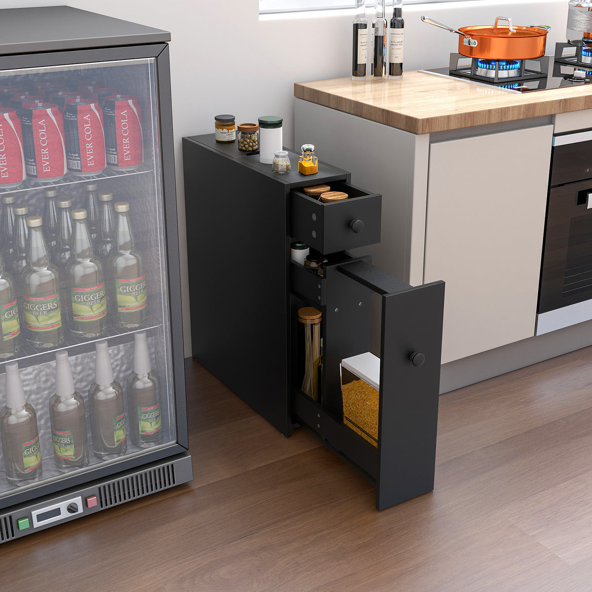 Black Bathroom Cabinet Space Saver Storage Organizer-Black-Floor Cabinets-DECOROLALA