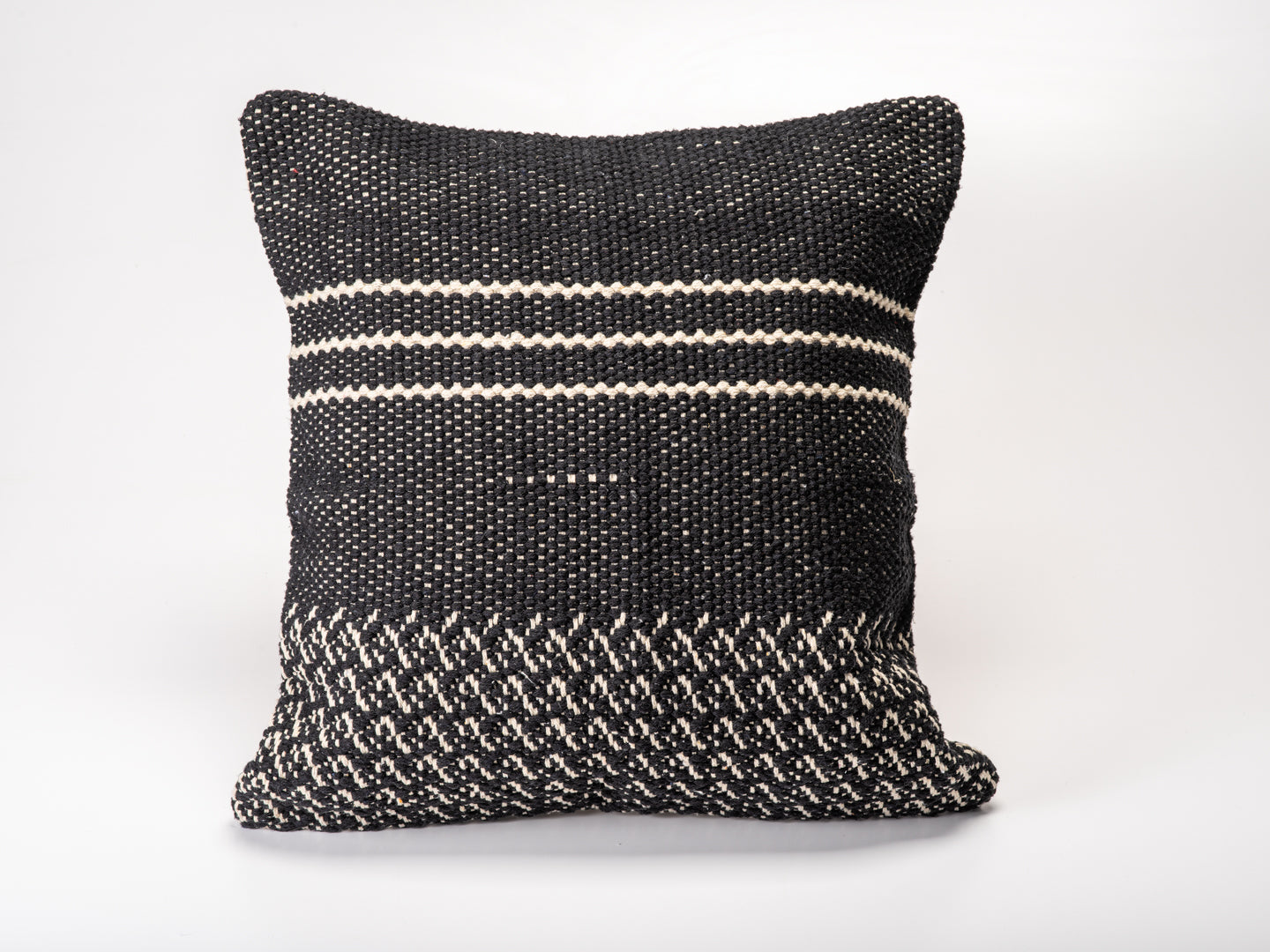 Black Boho Hand Made Decorative Pillow 20" x 20"-Decorative Cushions-DECOROLALA