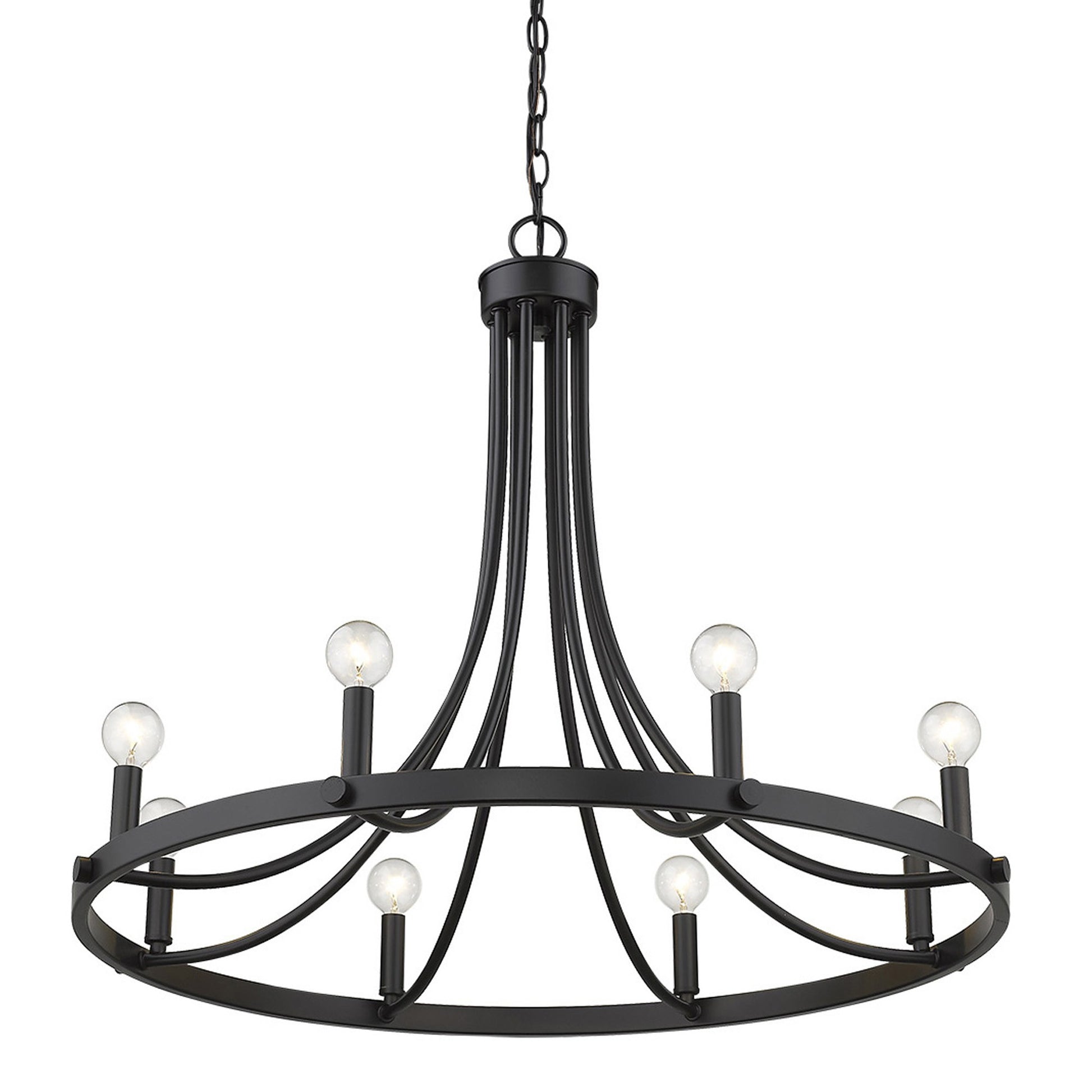 Black Candle Style Eight Light Metal Dimmable Chandelier-Chandeliers-DECOROLALA