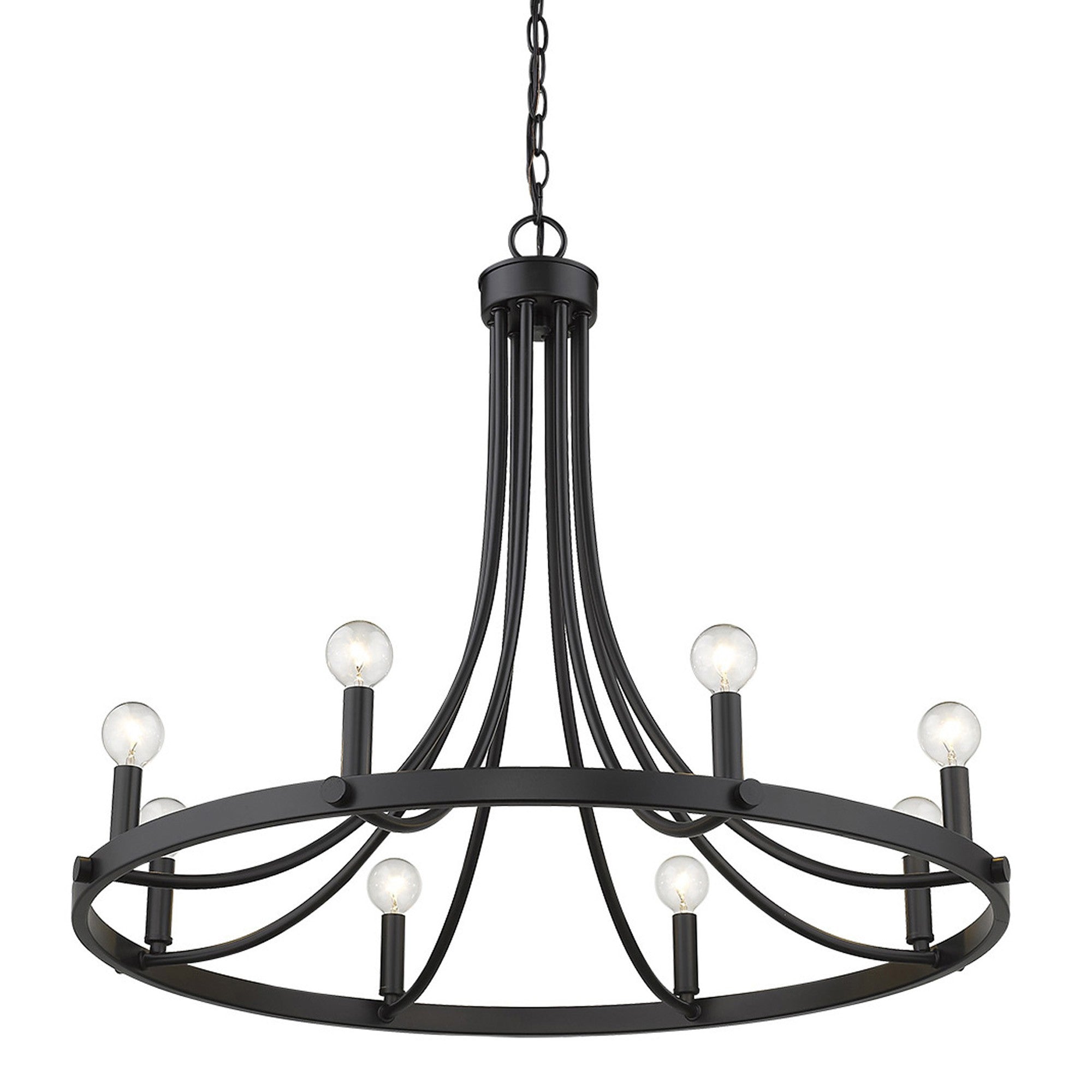 Black Candle Style Eight Light Metal Dimmable Chandelier-Chandeliers-DECOROLALA