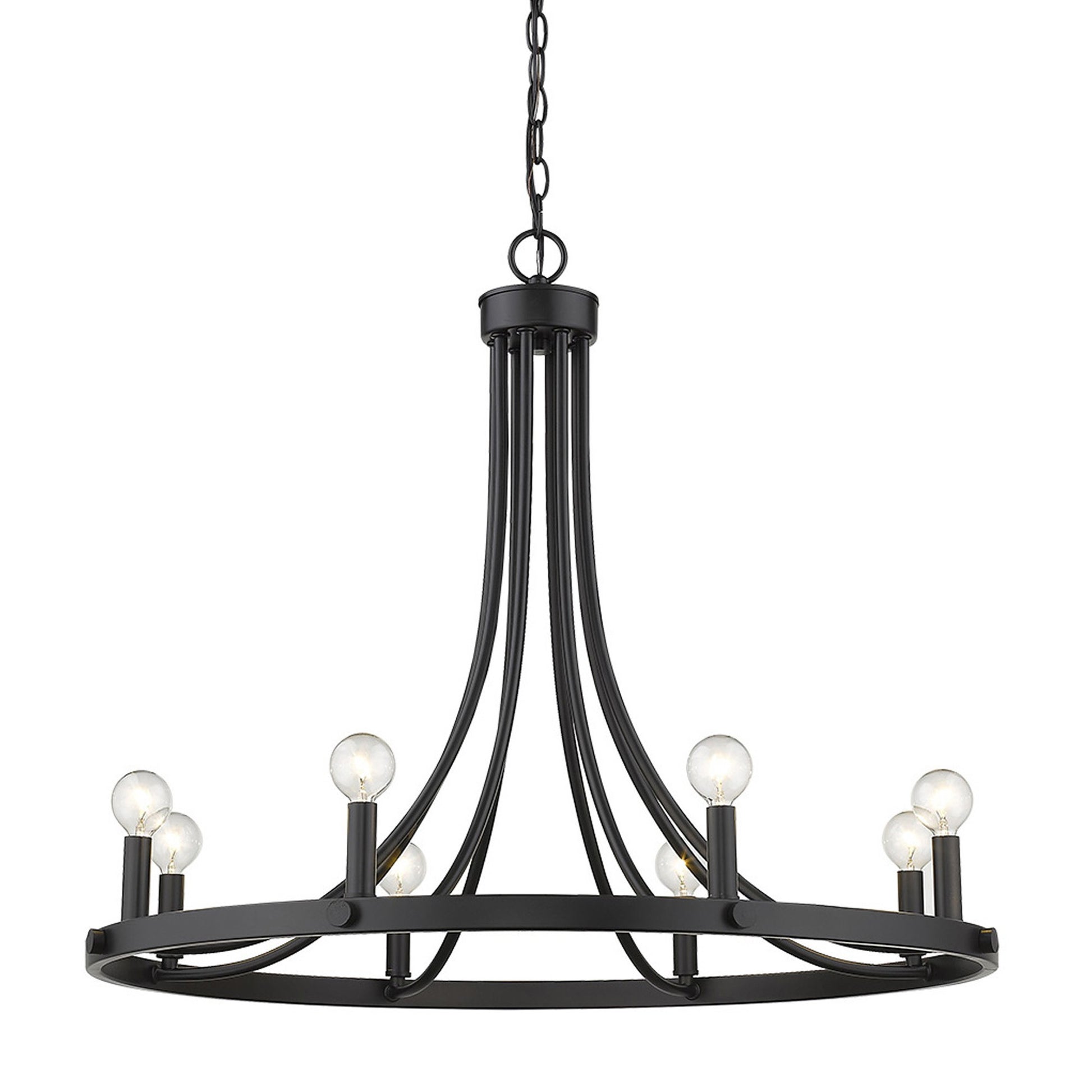 Black Candle Style Eight Light Metal Dimmable Chandelier-Chandeliers-DECOROLALA