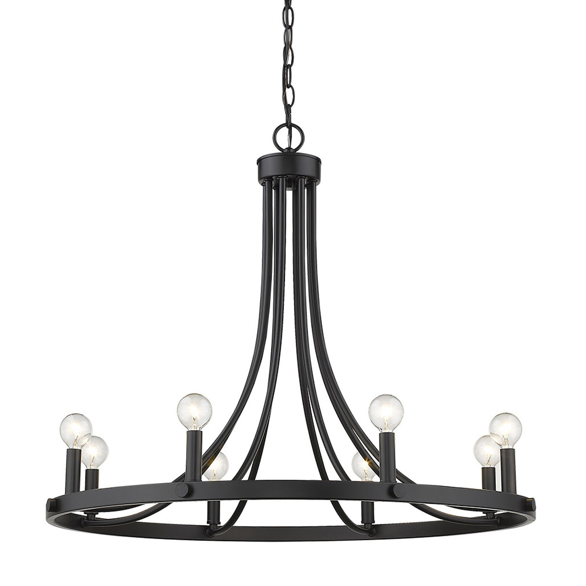 Black Candle Style Eight Light Metal Dimmable Chandelier-Chandeliers-DECOROLALA