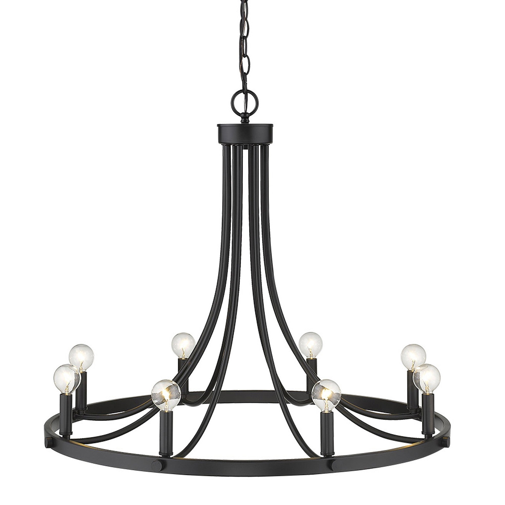 Black Candle Style Eight Light Metal Dimmable Chandelier-Chandeliers-DECOROLALA