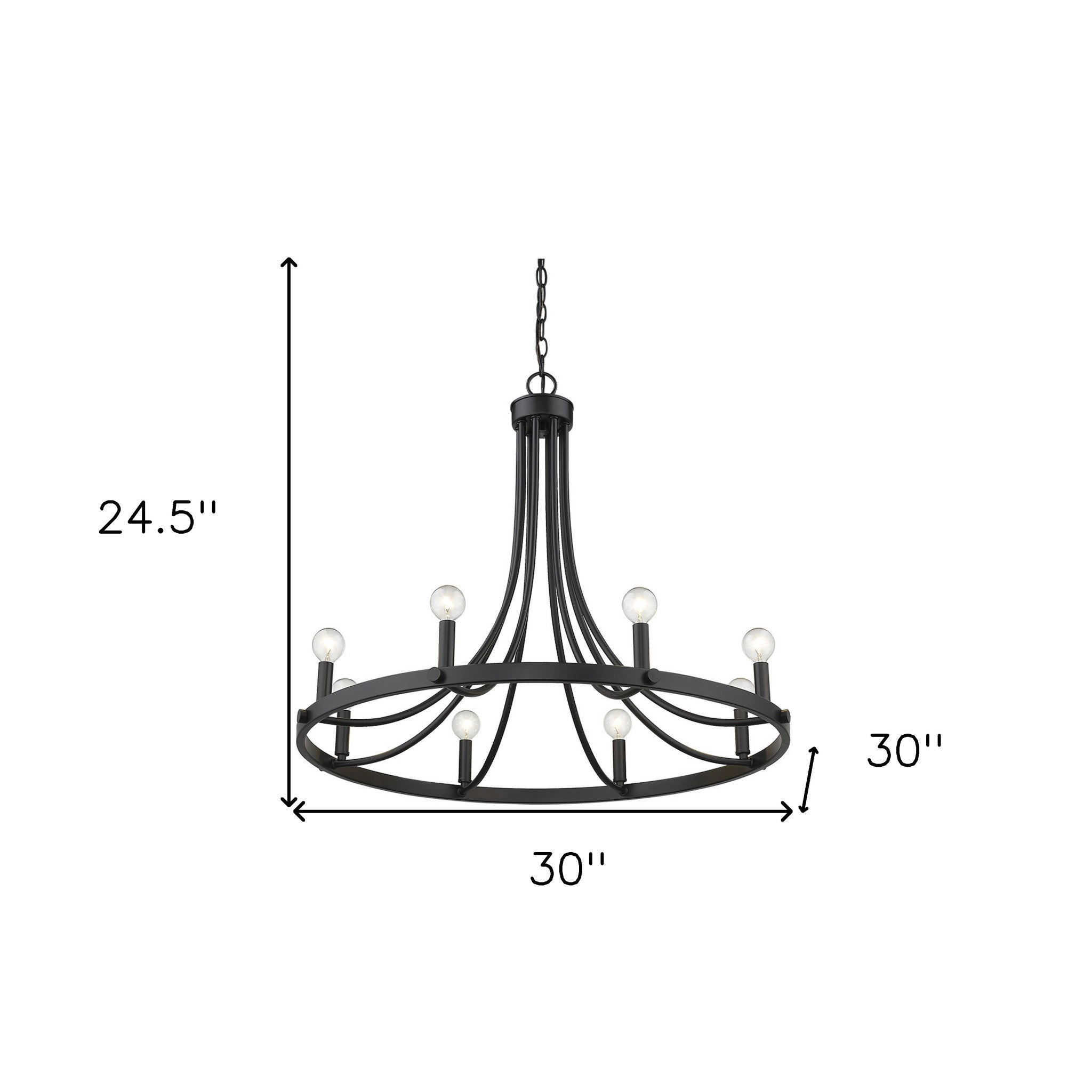 Black Candle Style Eight Light Metal Dimmable Chandelier-Chandeliers-DECOROLALA