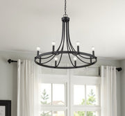 Black Candle Style Eight Light Metal Dimmable Chandelier-Chandeliers-DECOROLALA