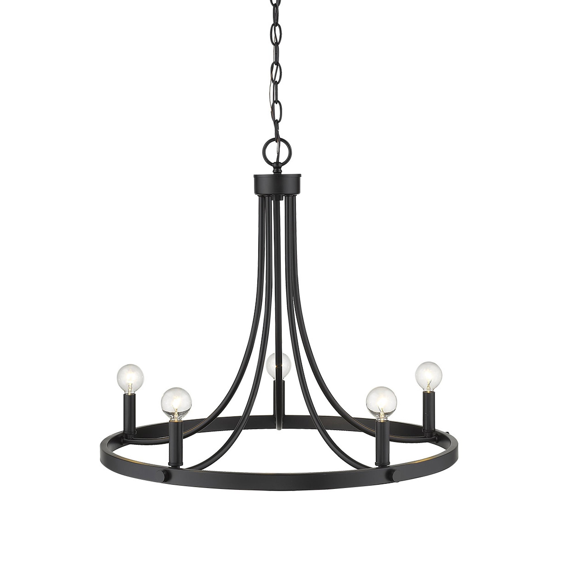 Black Candle Style Five Light Metal Dimmable Chandelier-Chandeliers-DECOROLALA