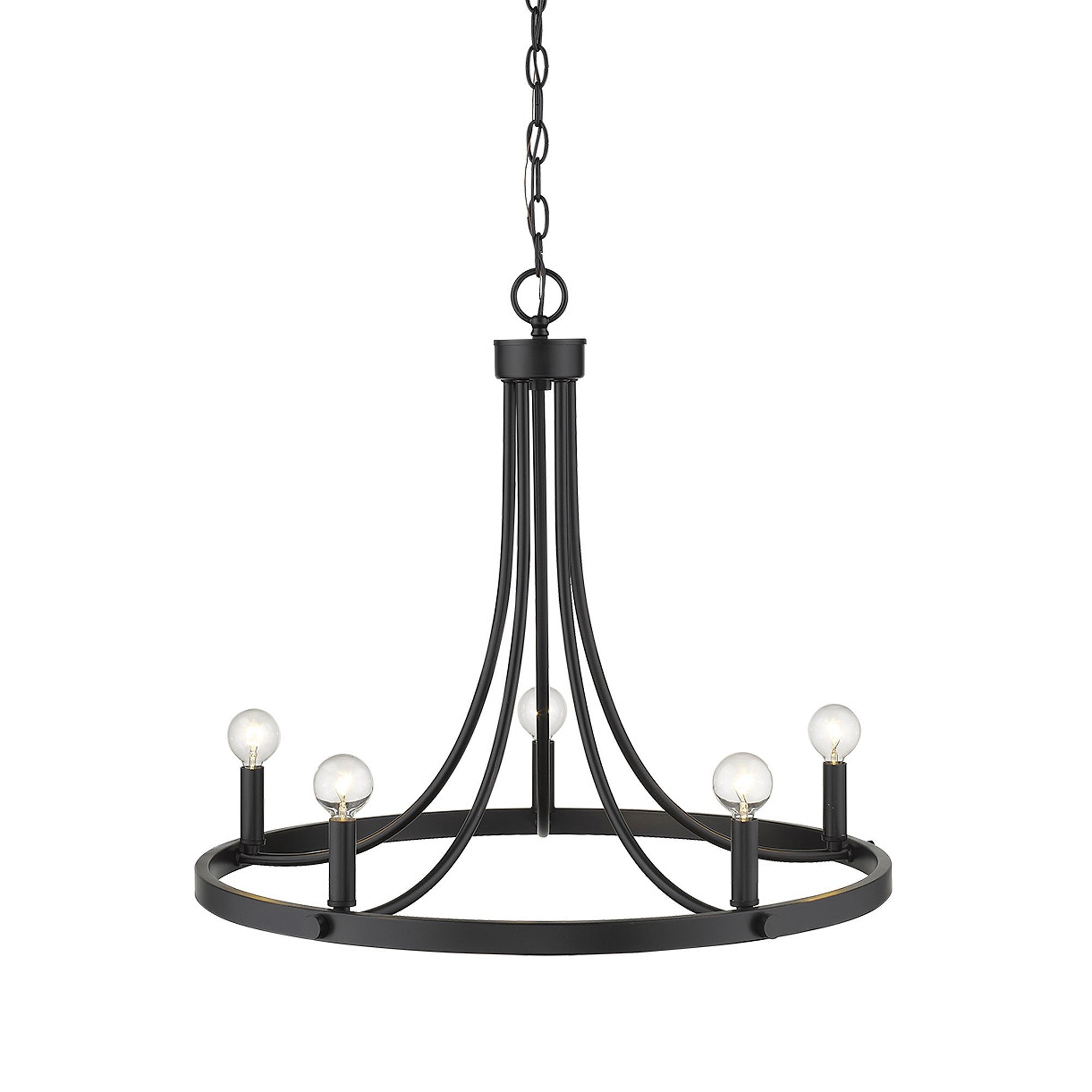 Black Candle Style Five Light Metal Dimmable Chandelier-Chandeliers-DECOROLALA