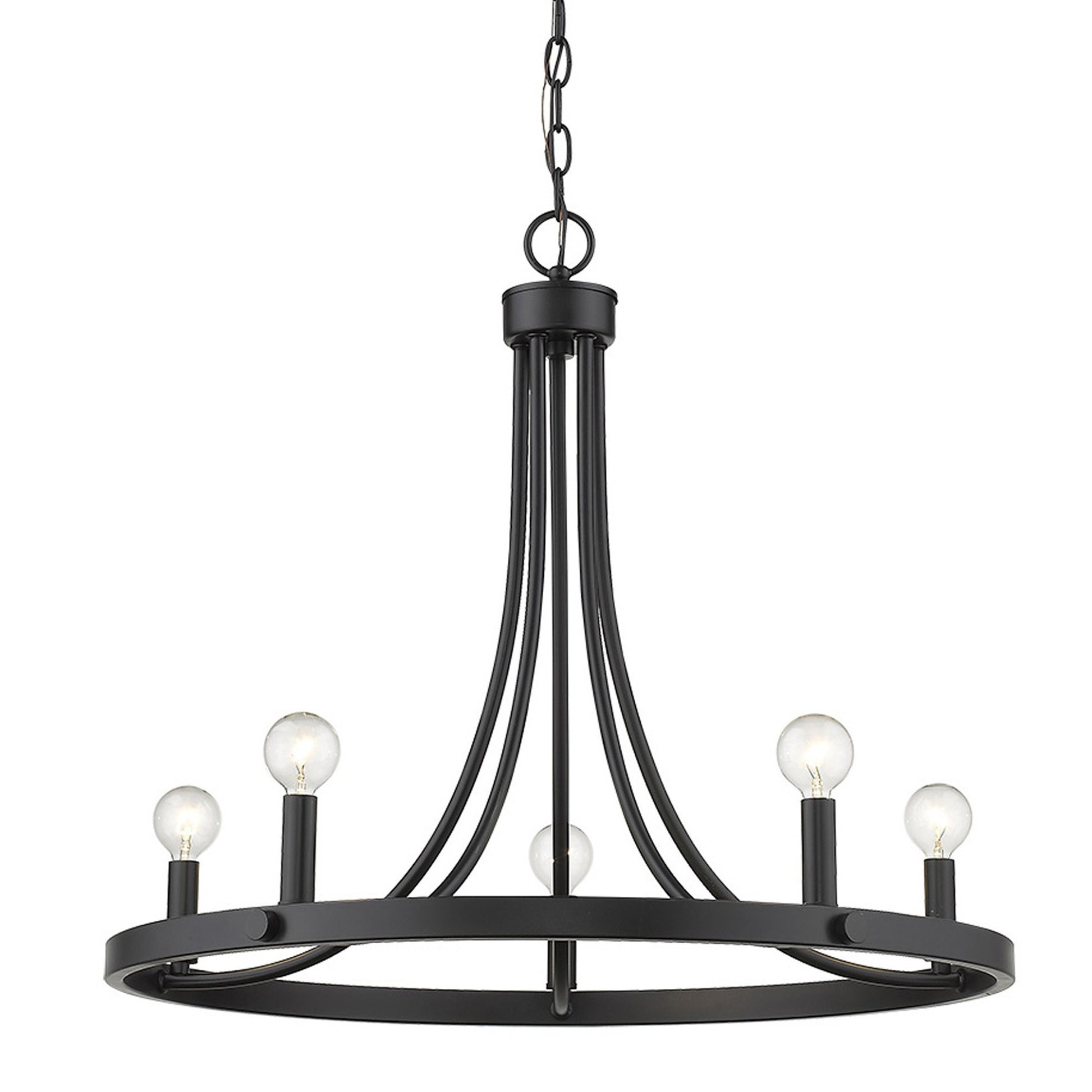 Black Candle Style Five Light Metal Dimmable Chandelier-Chandeliers-DECOROLALA