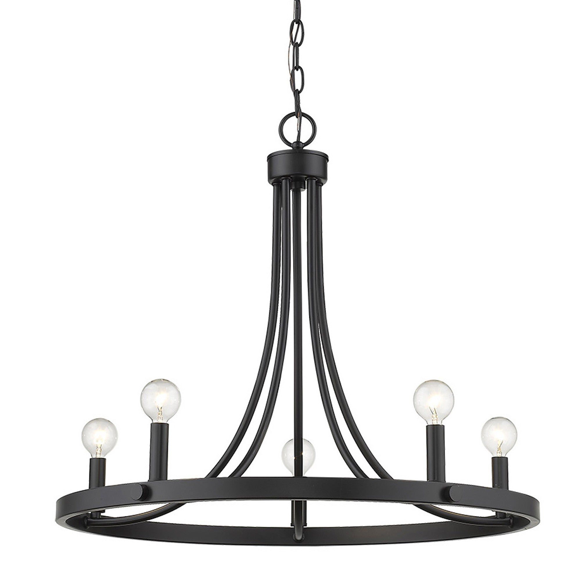 Black Candle Style Five Light Metal Dimmable Chandelier-Chandeliers-DECOROLALA