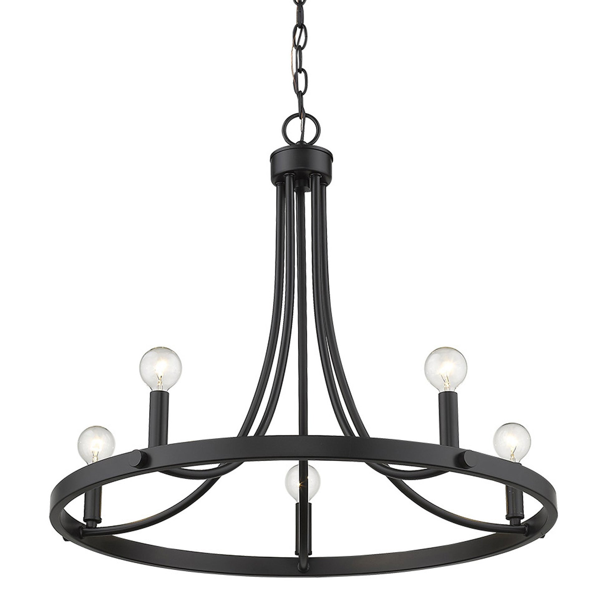 Black Candle Style Five Light Metal Dimmable Chandelier-Chandeliers-DECOROLALA