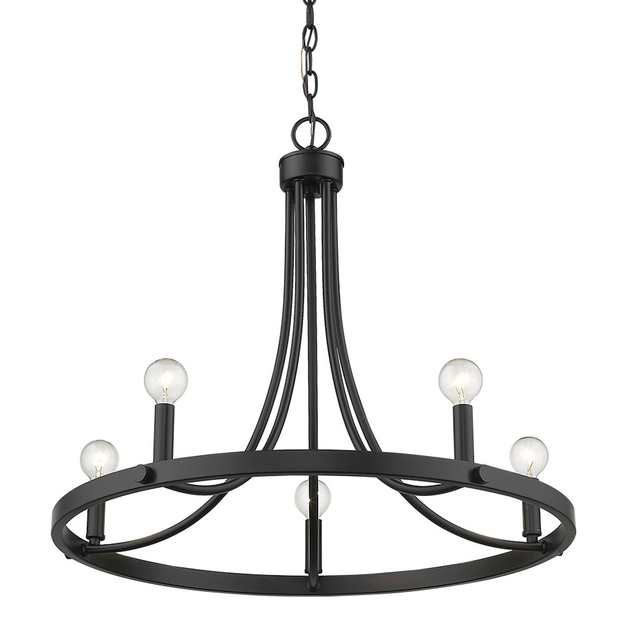 Black Candle Style Five Light Metal Dimmable Chandelier-Chandeliers-DECOROLALA