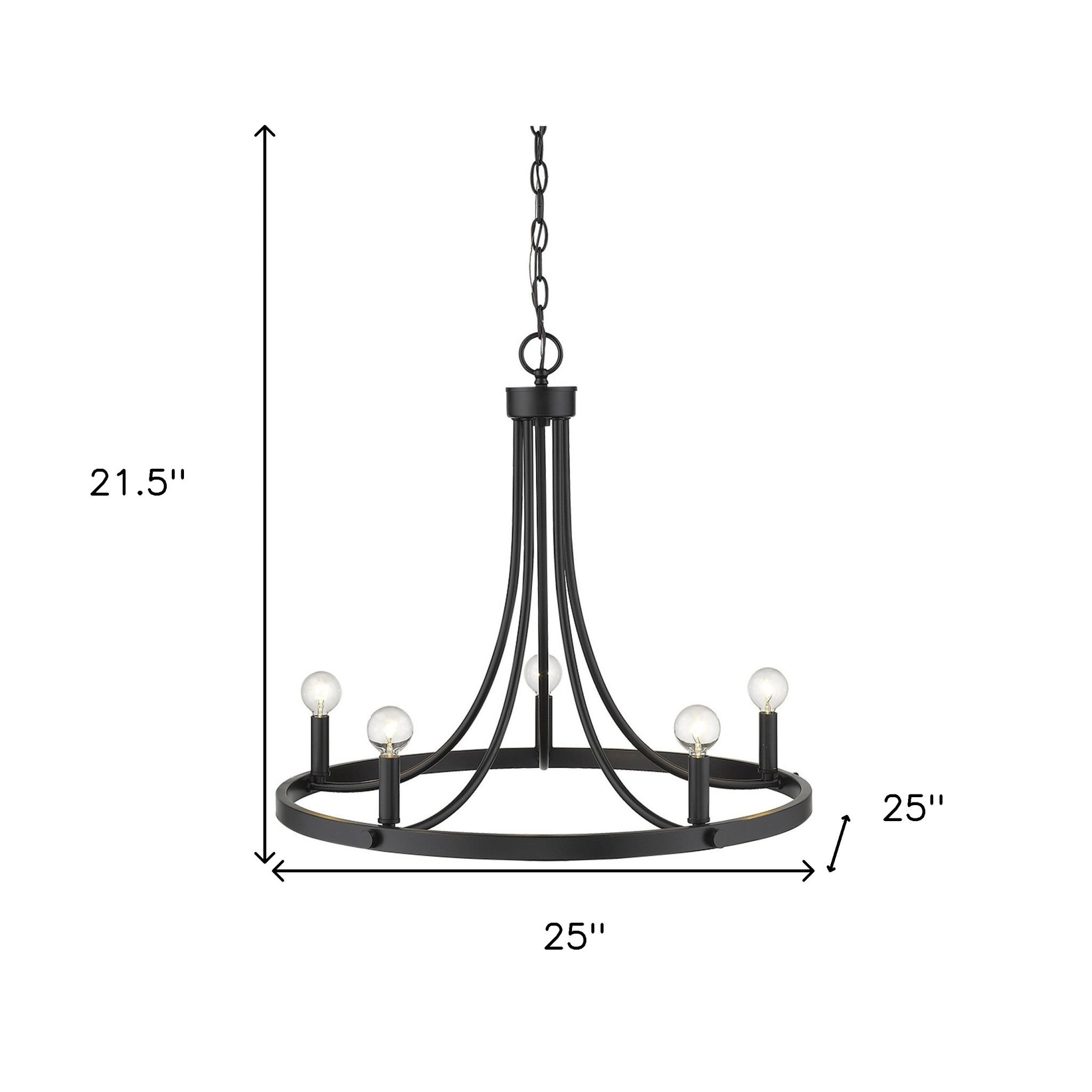 Black Candle Style Five Light Metal Dimmable Chandelier-Chandeliers-DECOROLALA