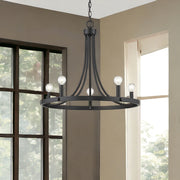 Black Candle Style Five Light Metal Dimmable Chandelier-Chandeliers-DECOROLALA
