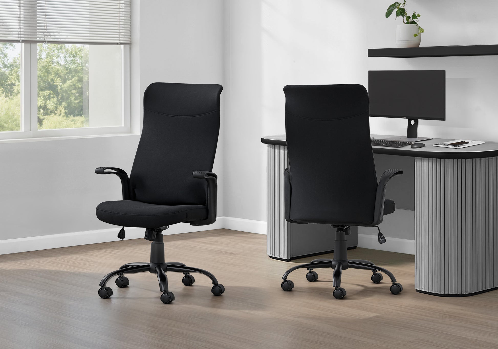 Black Executive Office Chair with Headrest-Office Chair-DECOROLALA