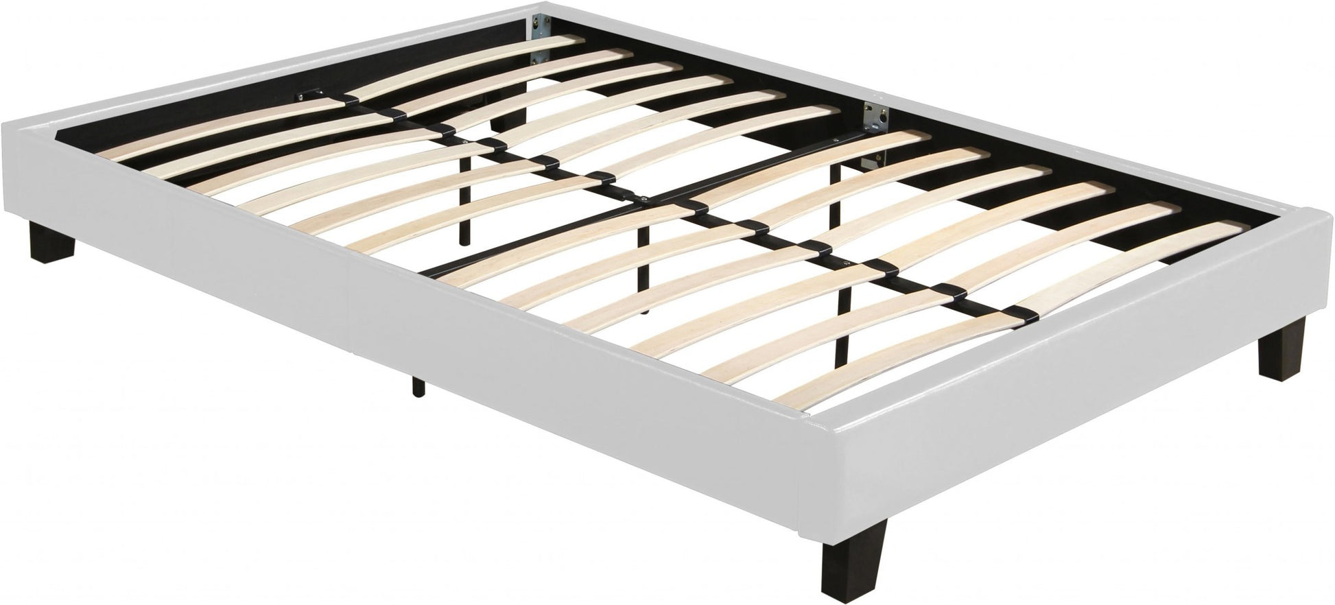 Black Faux Leather Queen Bed Frame-Standard Beds-DECOROLALA