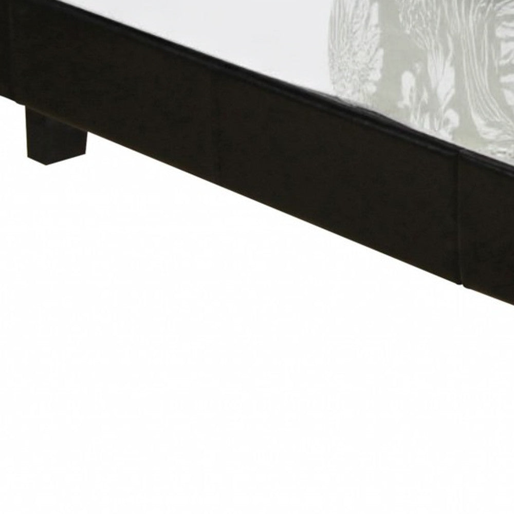 Black Faux Leather Queen Bed Frame-Standard Beds-DECOROLALA