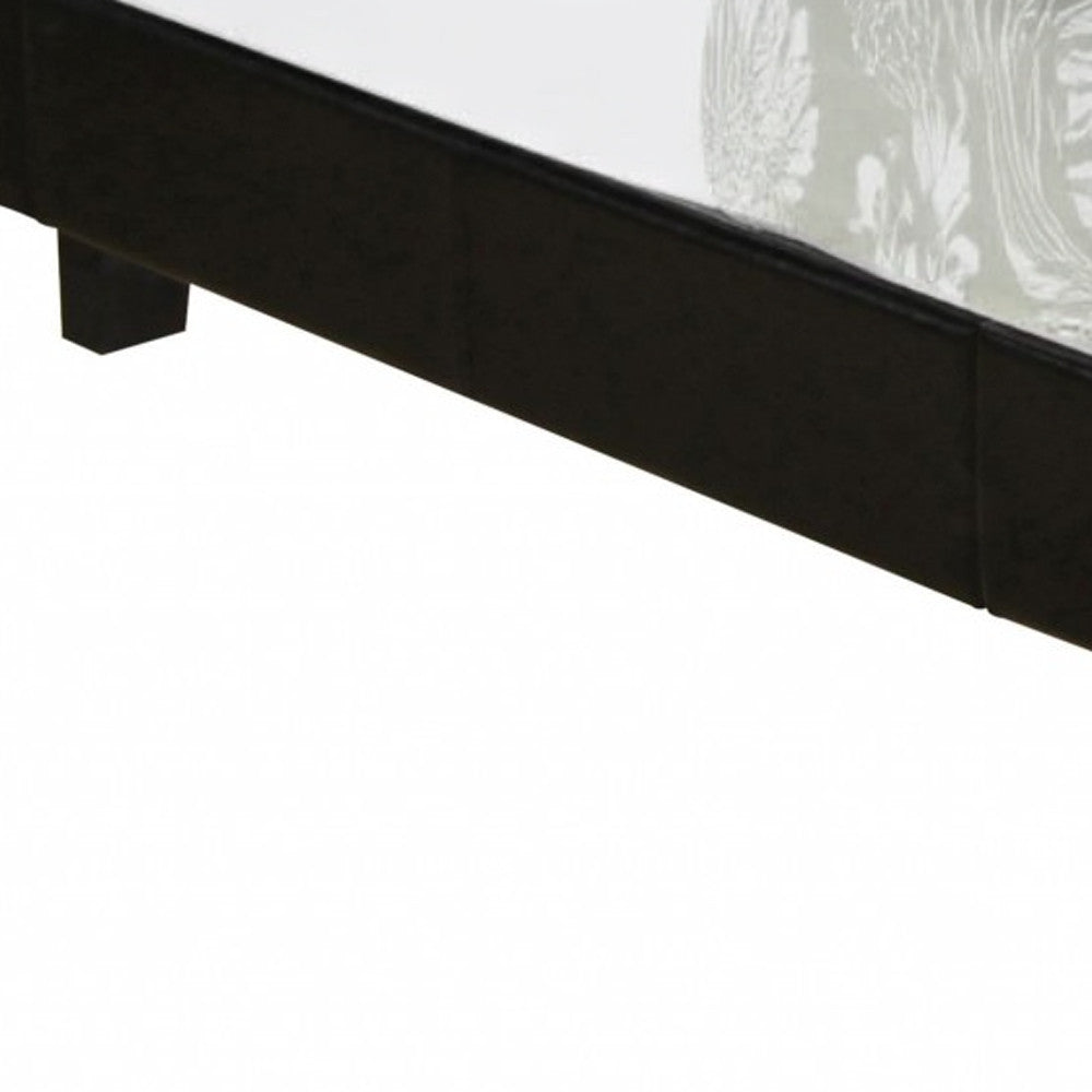 Black Faux Leather Queen Bed Frame-Standard Beds-DECOROLALA