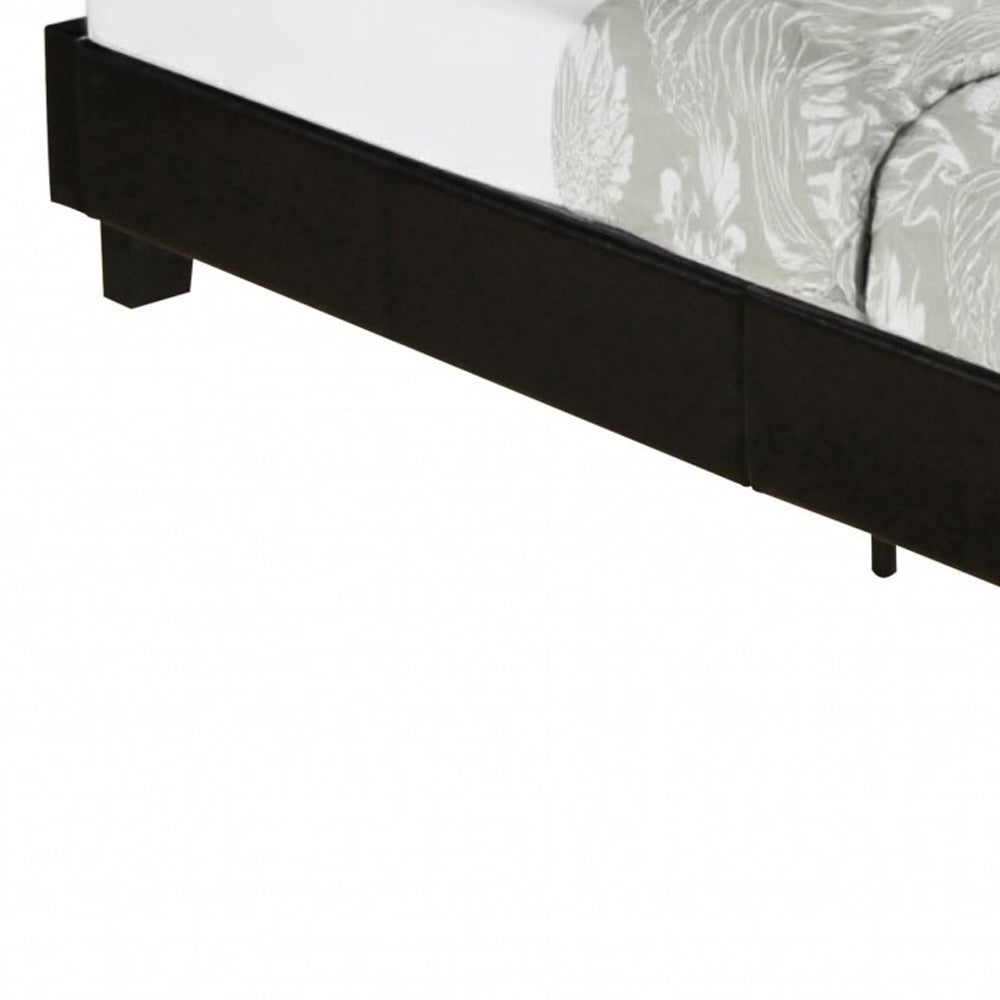 Black Faux Leather Queen Bed Frame-Standard Beds-DECOROLALA