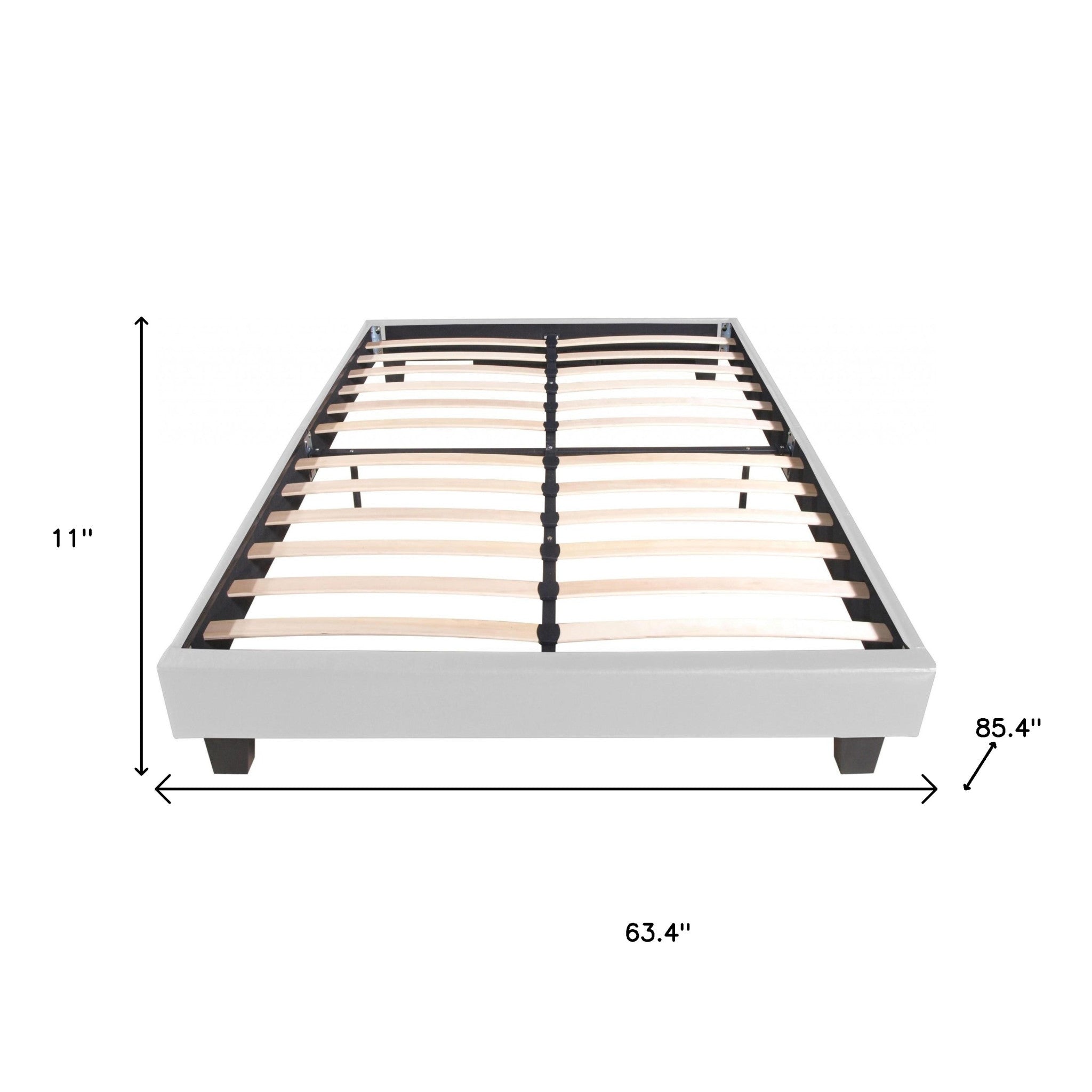 Black Faux Leather Queen Bed Frame-Standard Beds-DECOROLALA