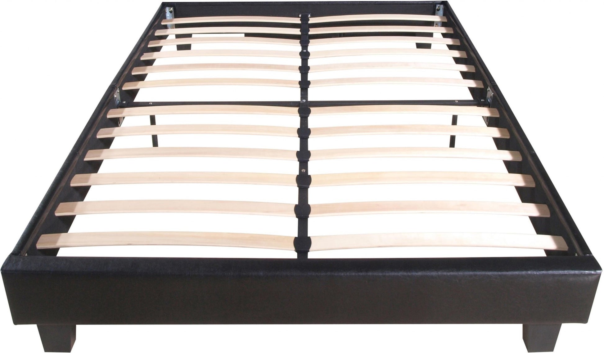 Black Faux Leather Queen Bed Frame-Standard Beds-DECOROLALA