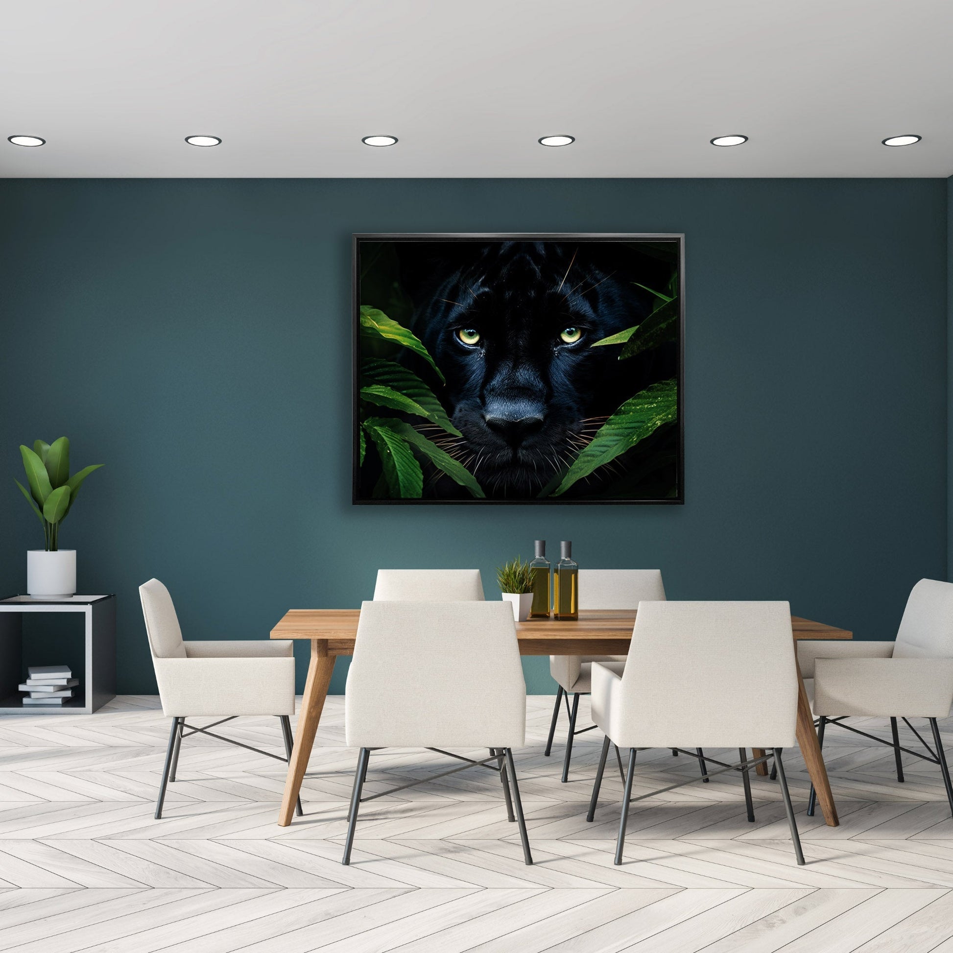 Black Jaguar Canvas Wall Art Print 48x36 Inches-Wall Art-DECOROLALA