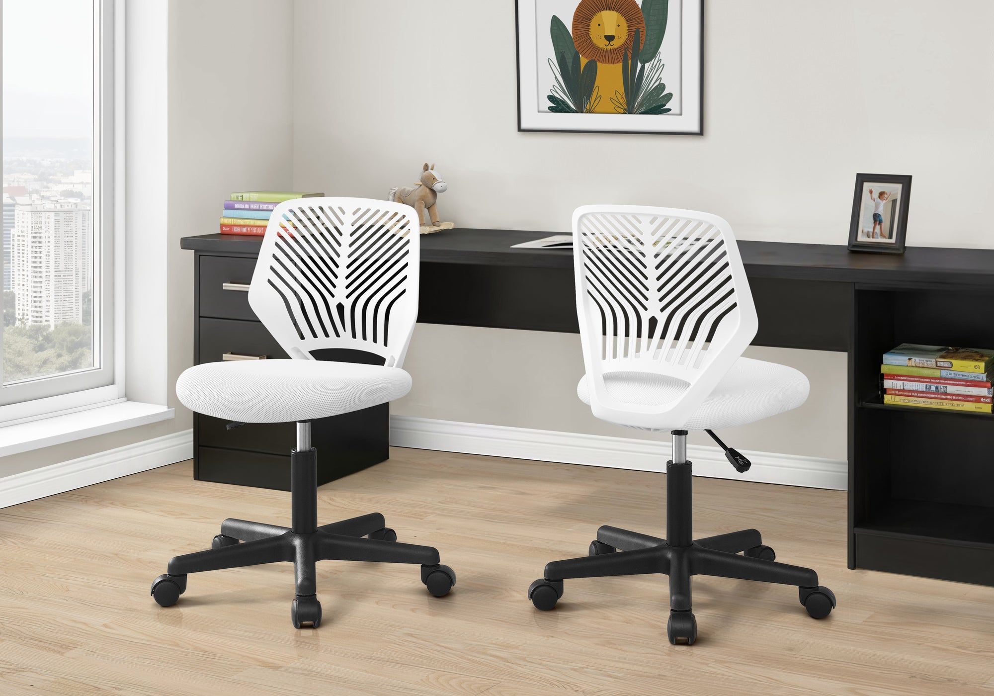 Black Kids Office Chair with Swivel Base and Casters-Office Chair-DECOROLALA