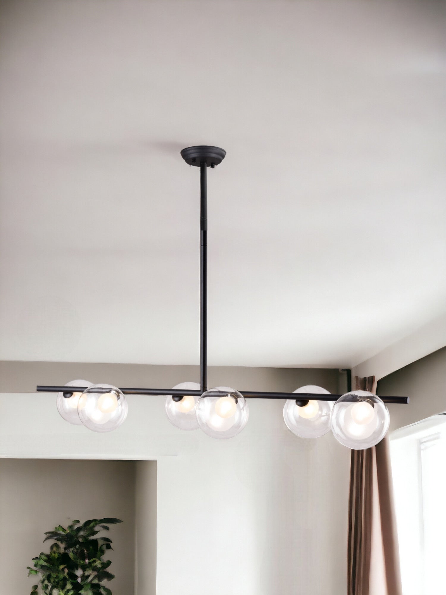 Black Kitchen Island Six Light Metal Ceiling Light-Chandeliers-DECOROLALA
