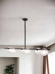 Black Kitchen Island Six Light Metal Ceiling Light-Chandeliers-DECOROLALA