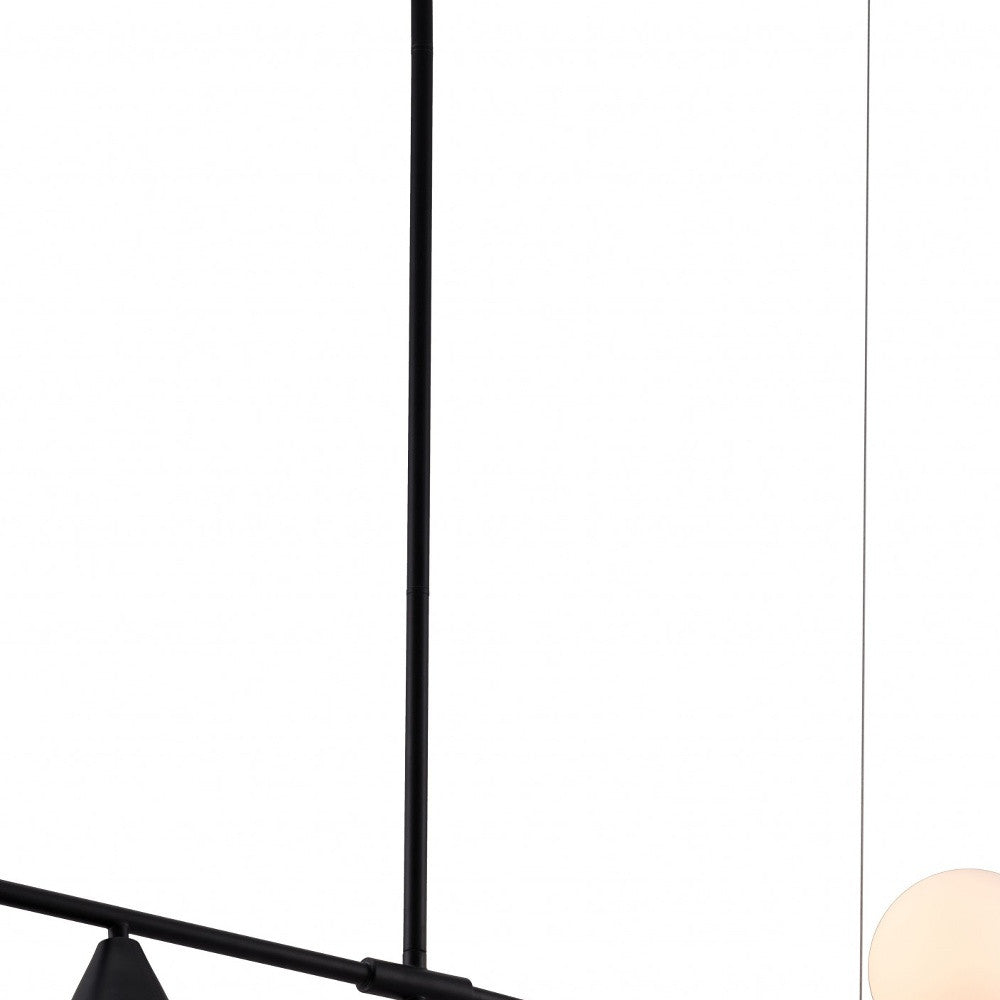 Black Kitchen Island Three Light Metal Chandelier With Black and White Shades-Chandeliers-DECOROLALA