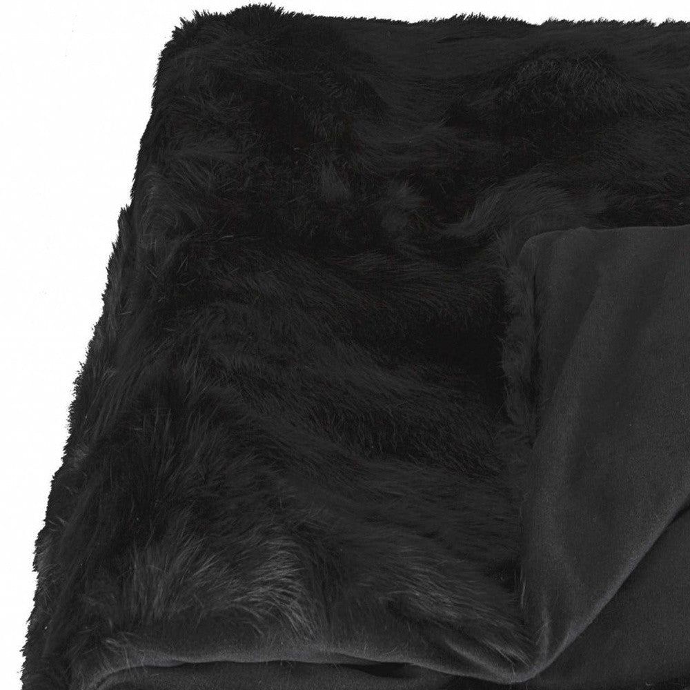 Black Knitted Rabbit Solid Color Plush Reversable Throw-Throws & Blankets-DECOROLALA