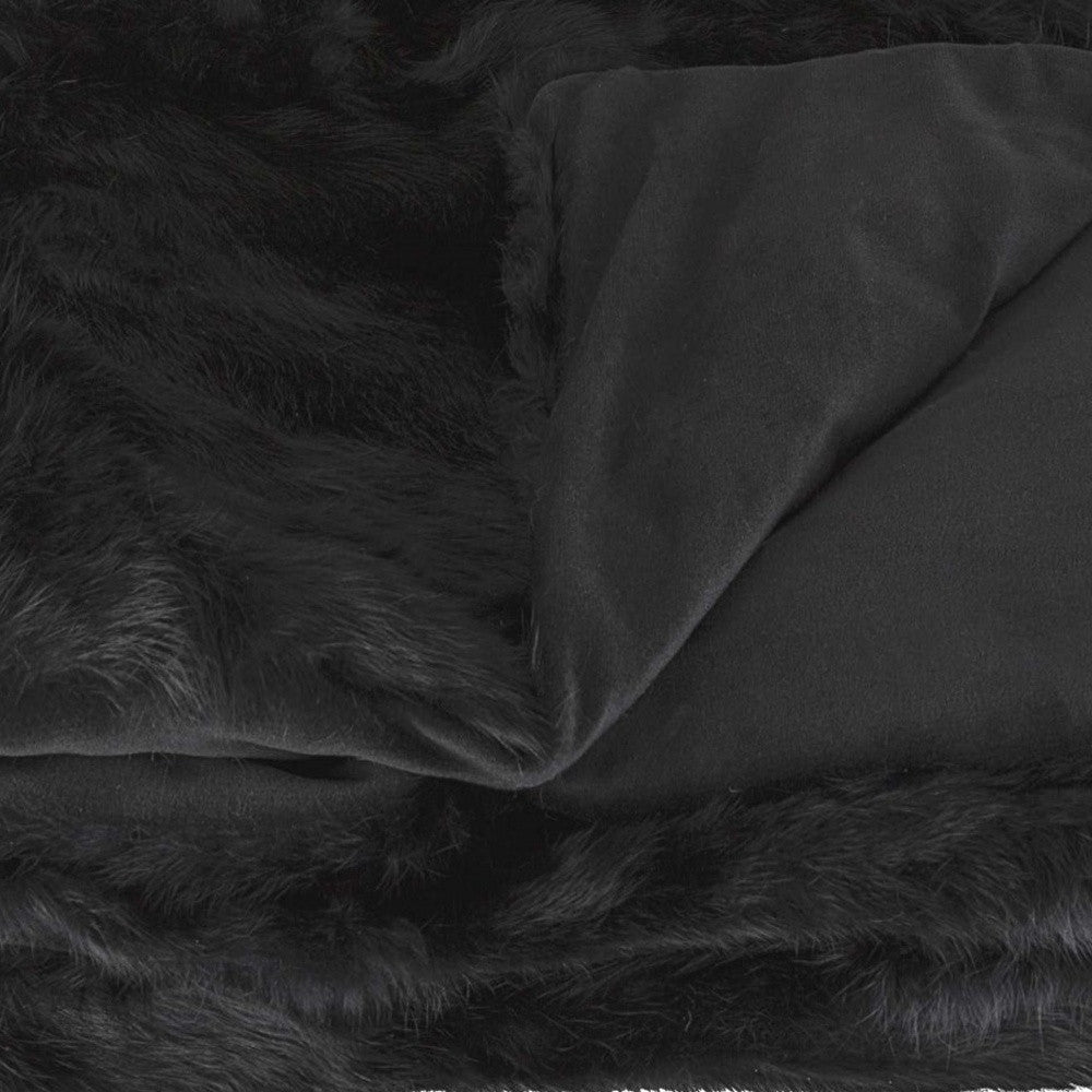 Black Knitted Rabbit Solid Color Plush Reversable Throw-Throws & Blankets-DECOROLALA