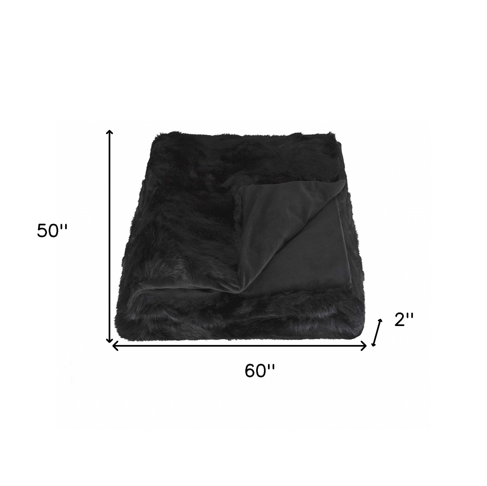 Black Knitted Rabbit Solid Color Plush Reversable Throw-Throws & Blankets-DECOROLALA