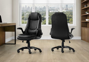 Black Leather-Look High Back Executive Office Chair-Computer Desk-DECOROLALA