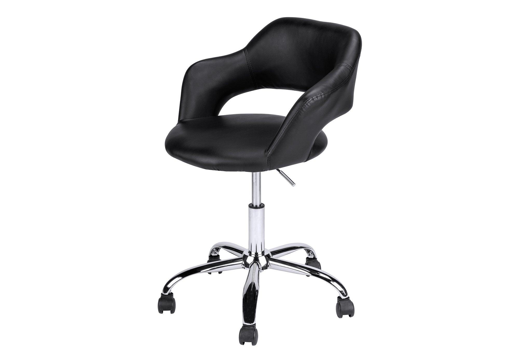 Black Leather-Look Office Chair with Hydraulic Lift-Computer Desk-DECOROLALA
