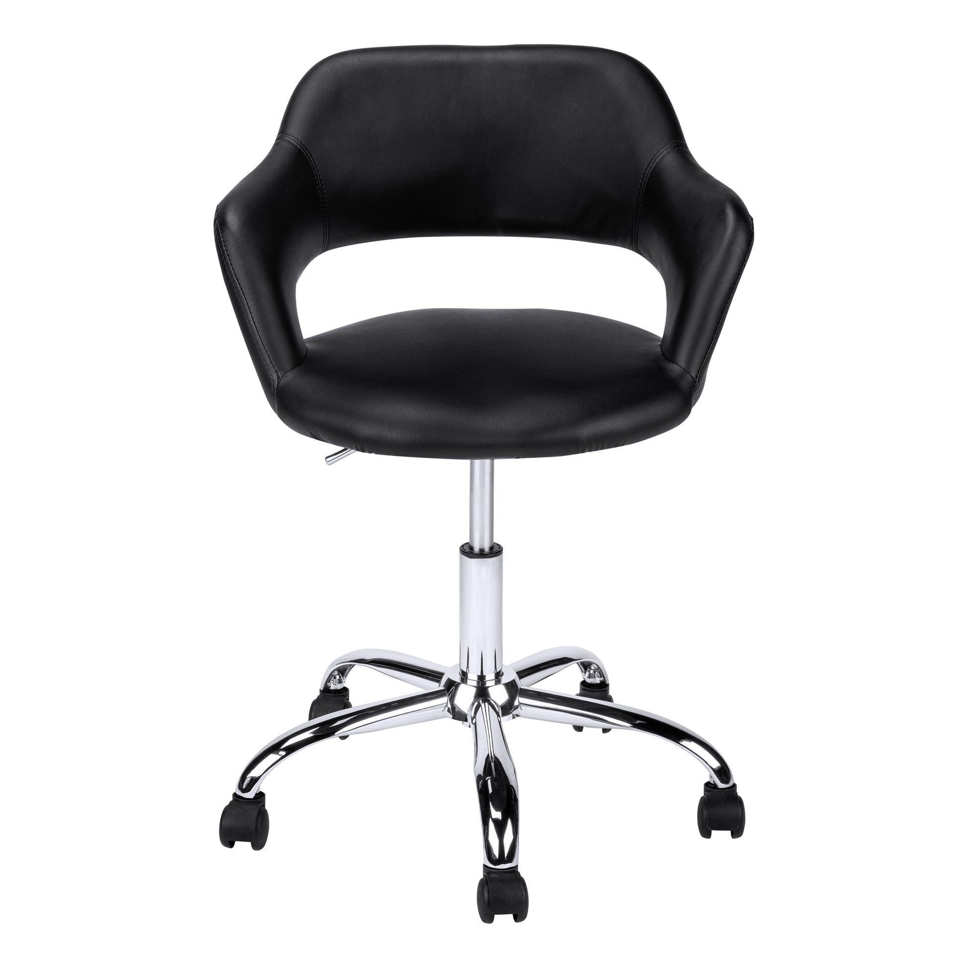 Black Leather-Look Office Chair with Hydraulic Lift-Computer Desk-DECOROLALA