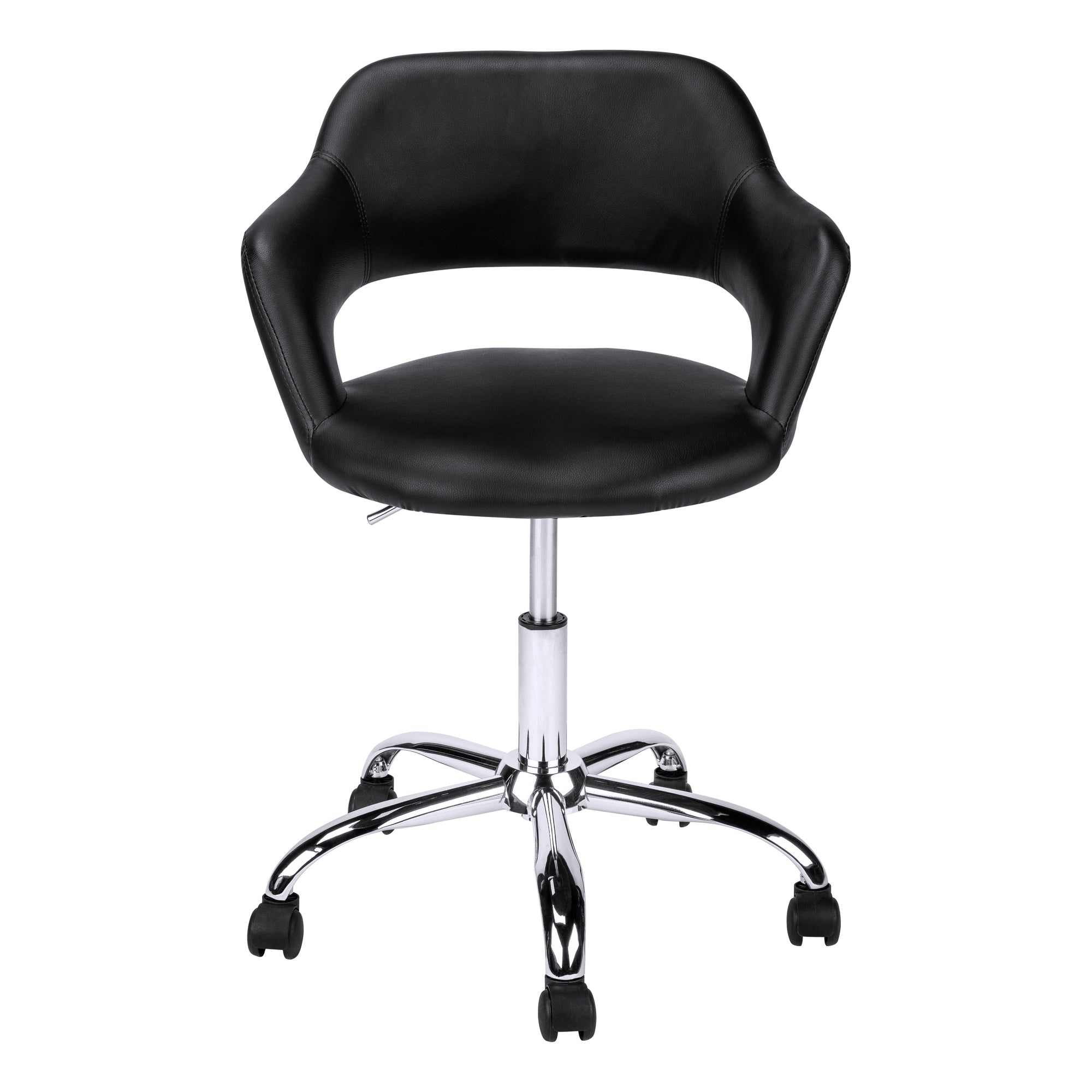 Black Leather-Look Office Chair with Hydraulic Lift-Computer Desk-DECOROLALA