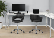 Black Leather-Look Office Chair with Hydraulic Lift-Computer Desk-DECOROLALA