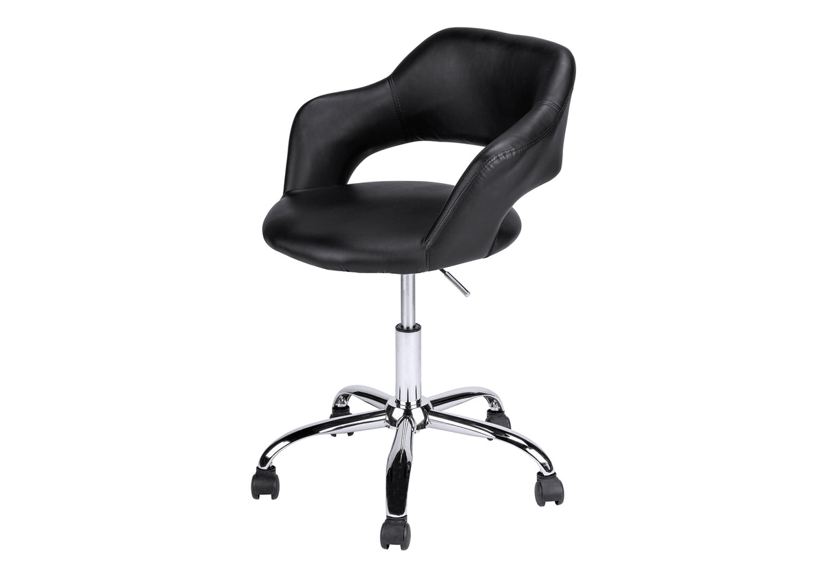 Black Leather-Look Office Chair with Hydraulic Lift-Computer Desks-DECOROLALA
