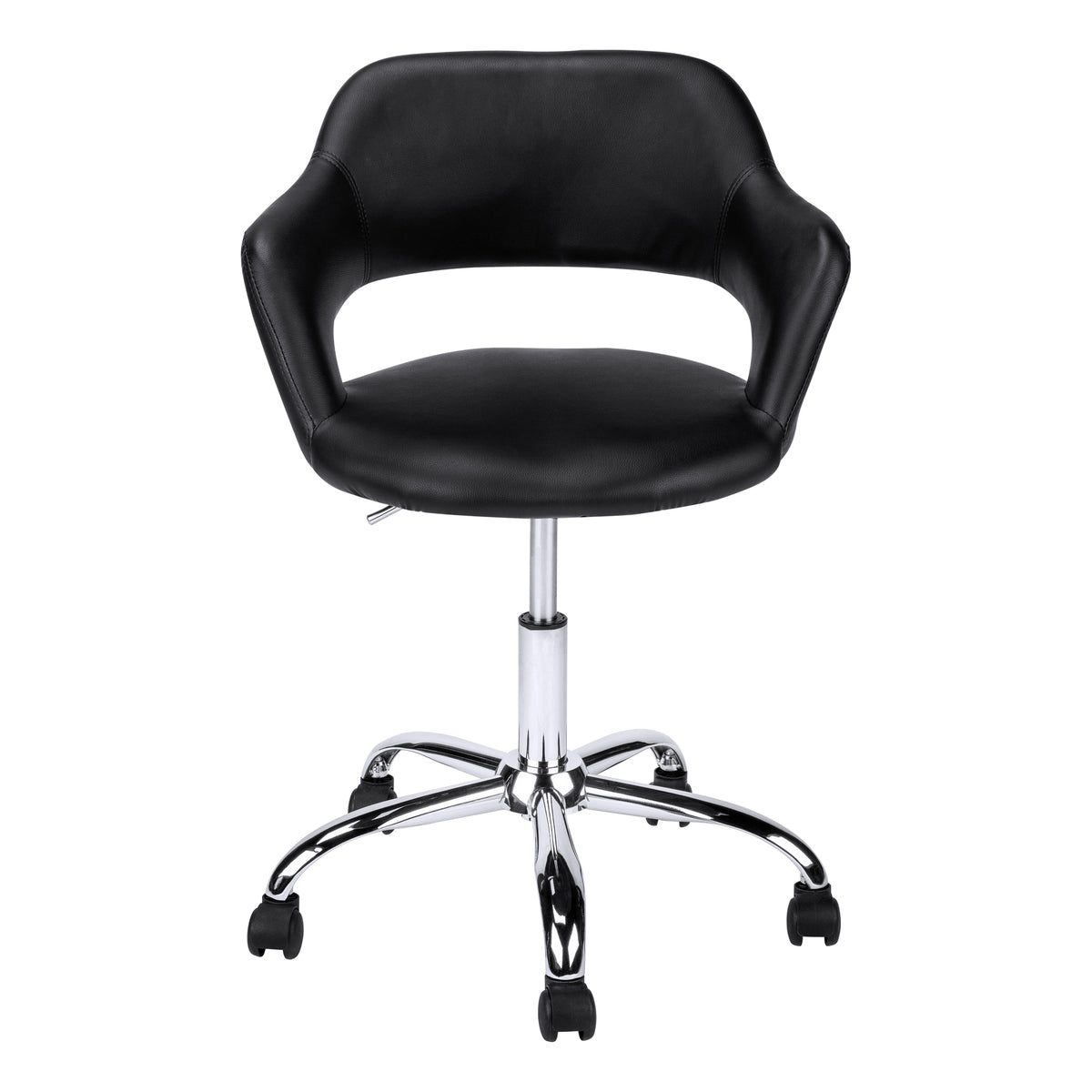 Black Leather-Look Office Chair with Hydraulic Lift-Computer Desks-DECOROLALA