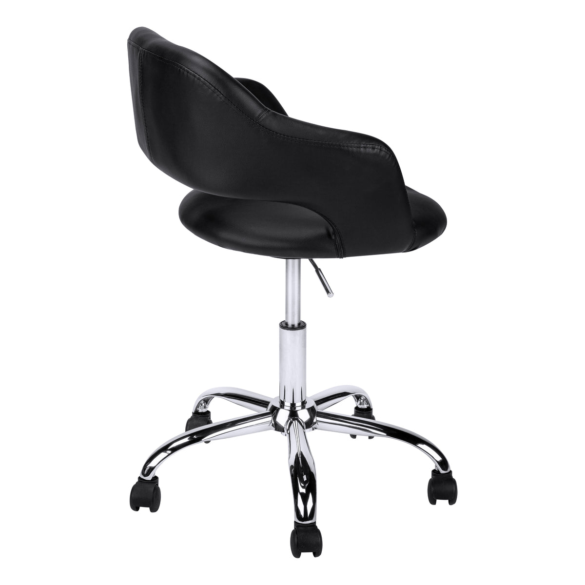 Black Leather-Look Office Chair with Hydraulic Lift-Computer Desks-DECOROLALA