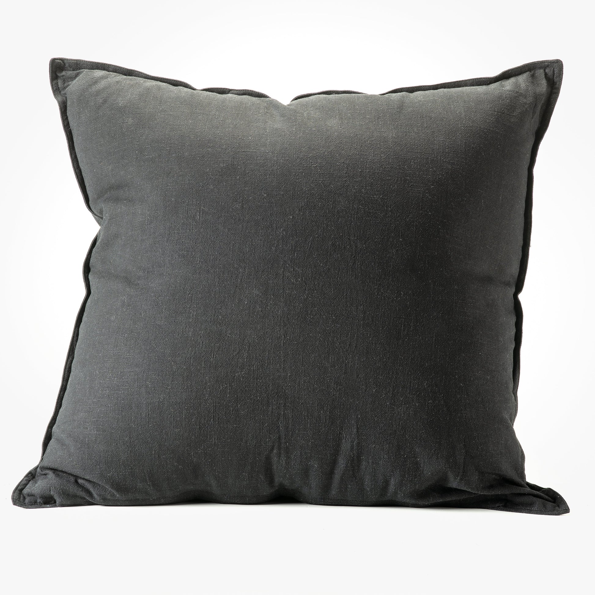 Black Linen Decorative Pillow 24" x 24"-Decorative Cushions-DECOROLALA