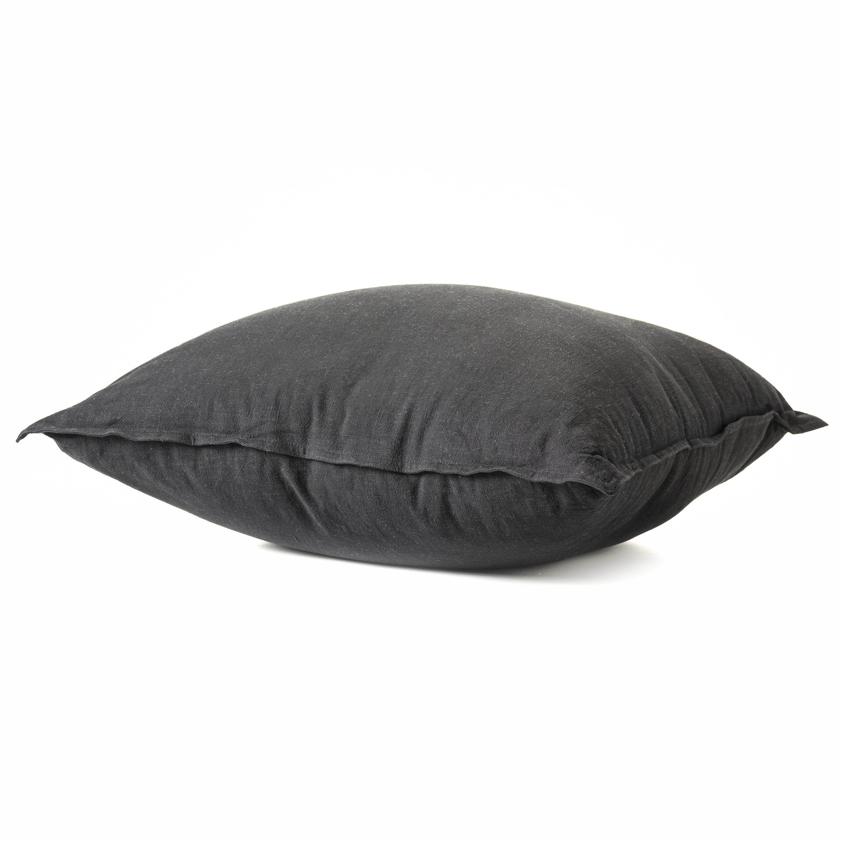 Black Linen Decorative Pillow 24" x 24"-Decorative Cushions-DECOROLALA