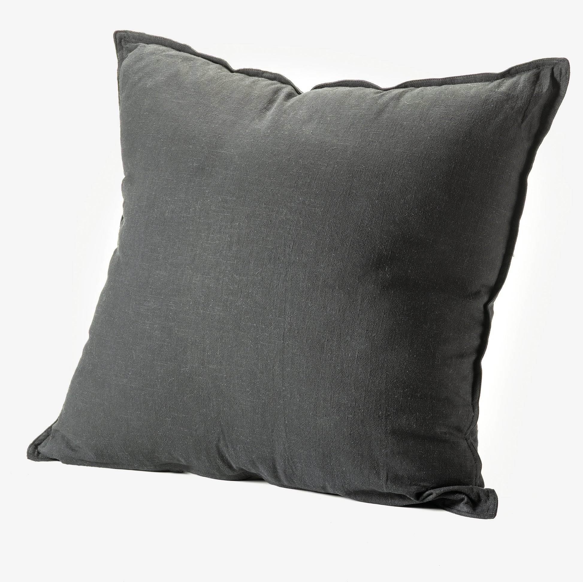 Black Linen Decorative Pillow 24" x 24"-Decorative Cushions-DECOROLALA