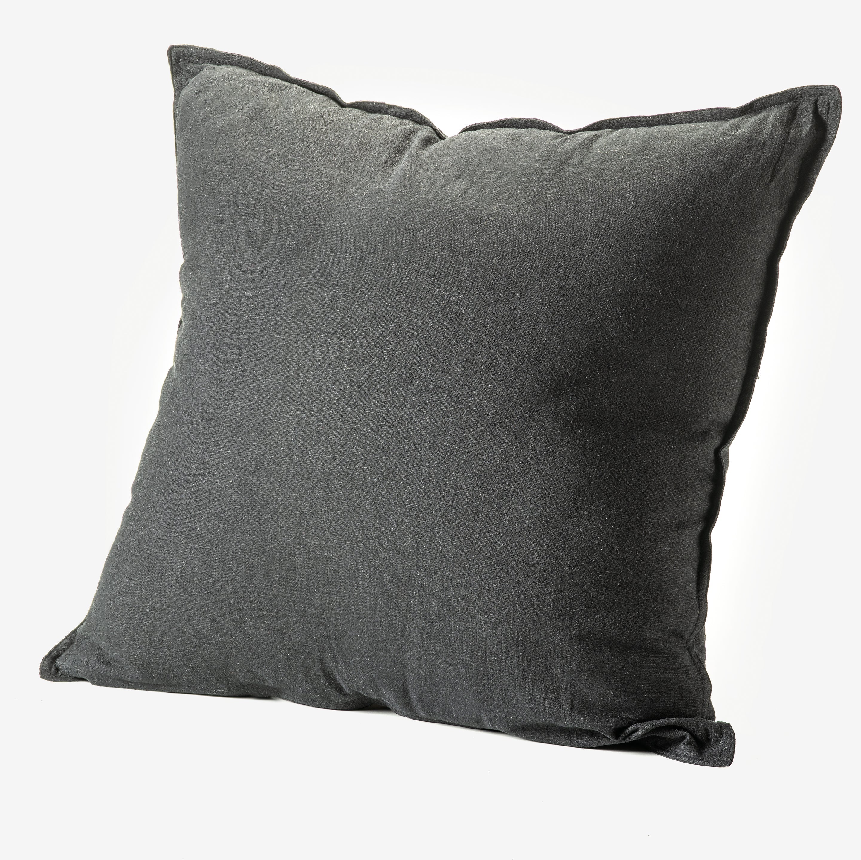 Black Linen Decorative Pillow 24" x 24"-Decorative Cushions-DECOROLALA